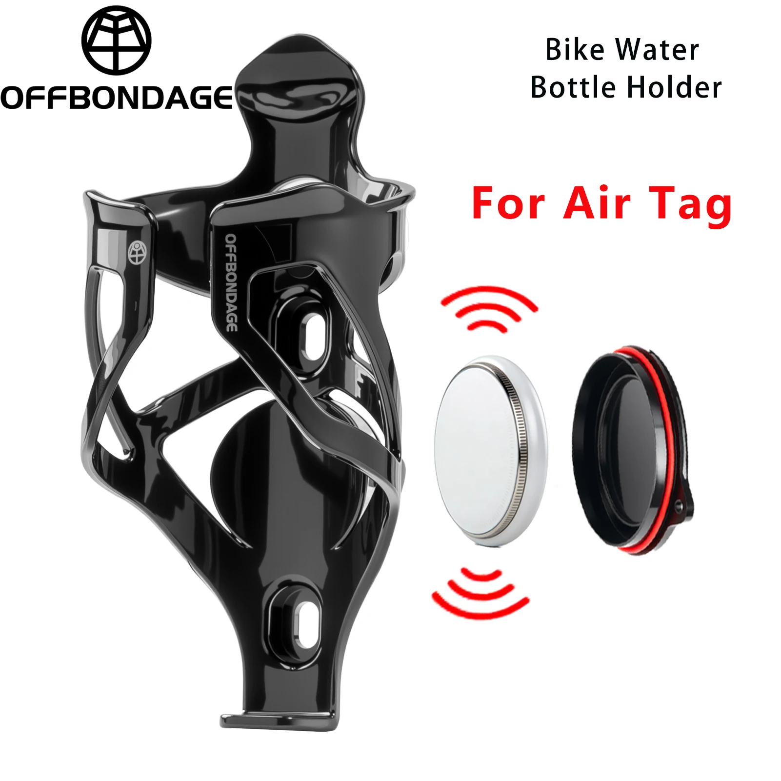 OFFBONDAGE Für Apple Air Tag Bike Locator Wasserkocher Ständer Fahrradhalterung Straße Versteckter Fahrradflaschenhalter Anti-verlorener GPS-Standortkoffer