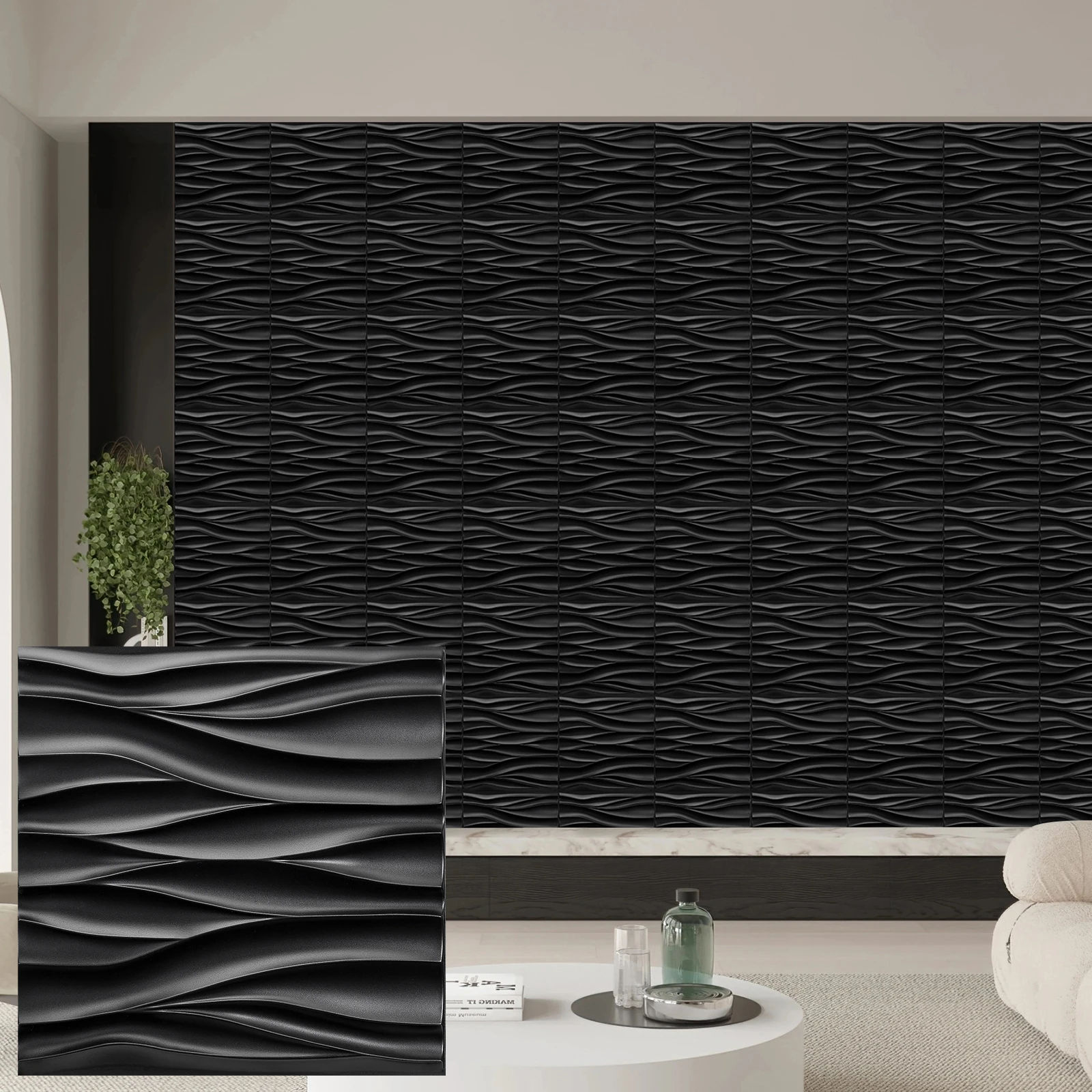 KUUJOJO 12pcs 3D textured wall panel for indoor wall decoration, suitable for living room, hall, bedroom, hotel, office