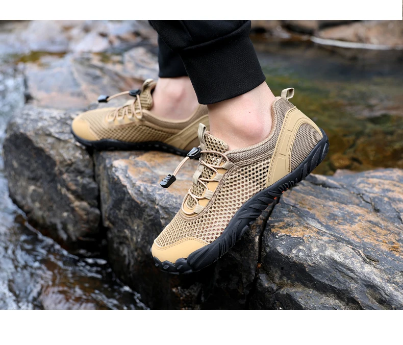 Sommerliche Flusslauf-Schuhe, atmungsaktive, lässige Sportschuhe aus Mesh für Herren, ausgehöhlte Mesh-Outdoor-Bergsteiger- und Wanderschuhe – Detail 14