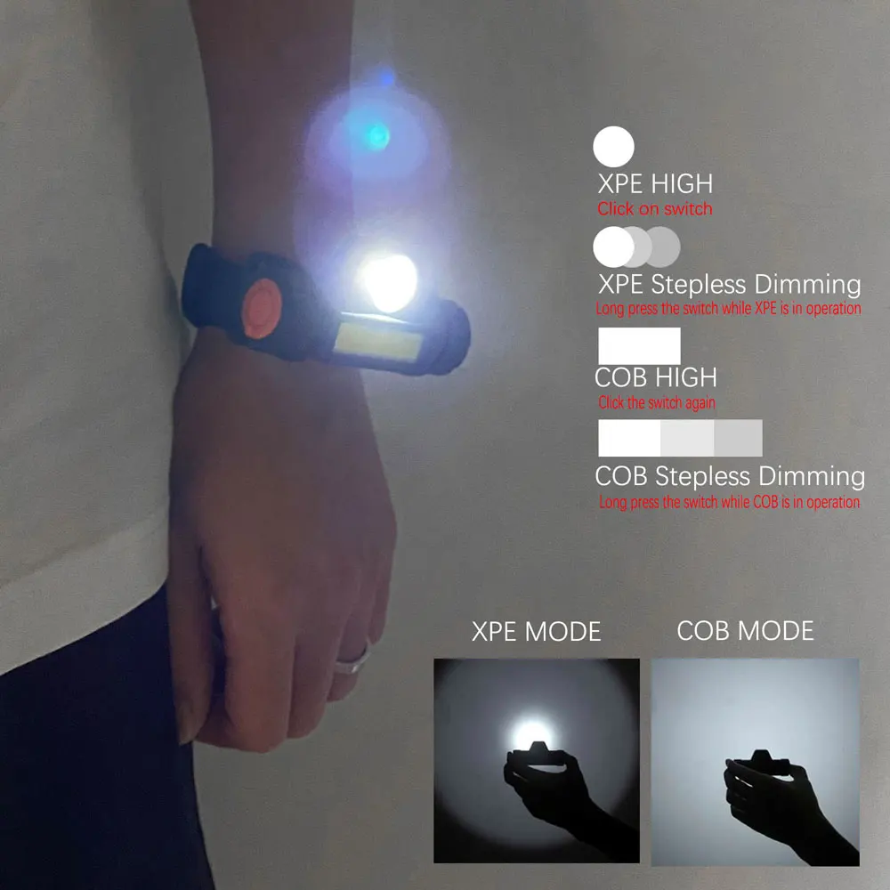 LED white Portable Light Wristlight Strap Flashlamp Night Cycling Running Fishing Lamp Wrist Band Bracelet Wristlamp Flashlamp