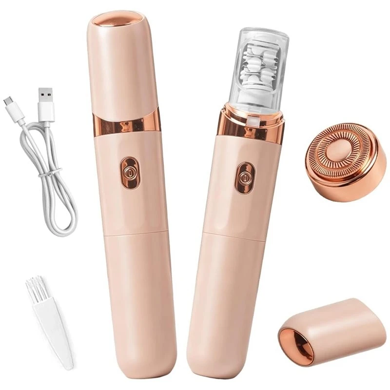 B02C-For Sensitive Skin Epilator For Women, 2-In-1 Painless Facial Hair Removal Rechargeable Battery& Built-In LED Lighting