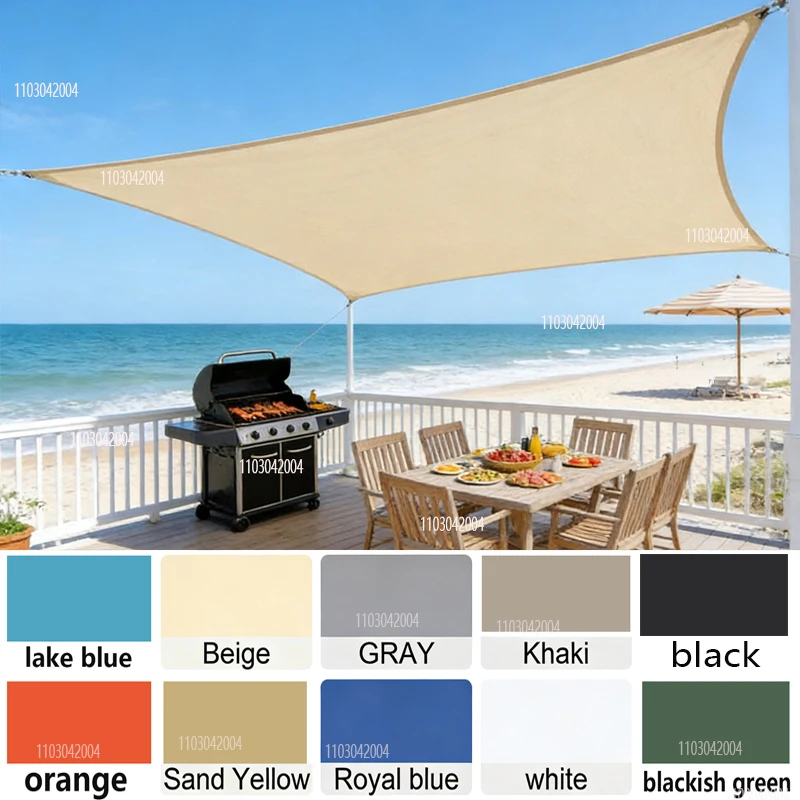 Voile d'ombrage imperméable en tissu Oxford pour terrasse extérieure, pelouse, plage, jardin, abri de voiture, cour, pont, pavillon