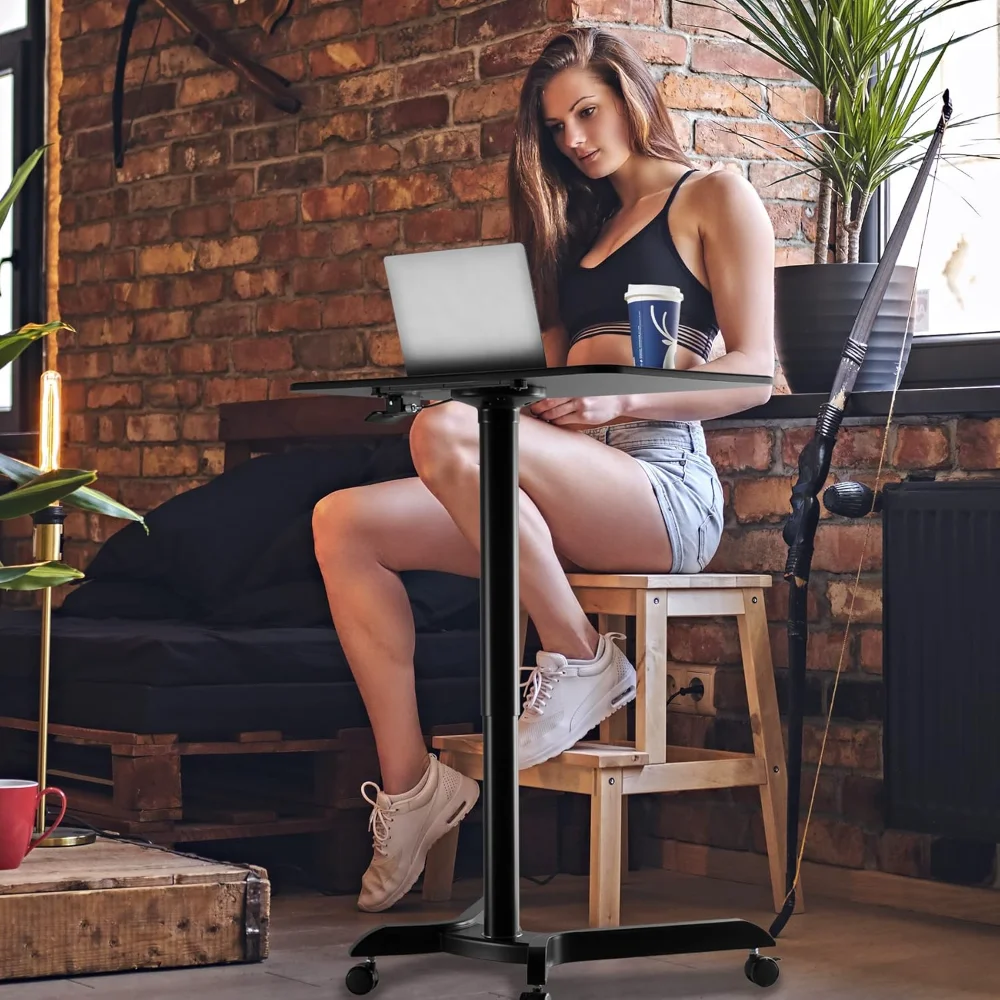

Ambidextrous Standing Desk Adjustable Height Rolling Desk (4 ft) - Mobile Laptop Desk - Computer Projector Cart
