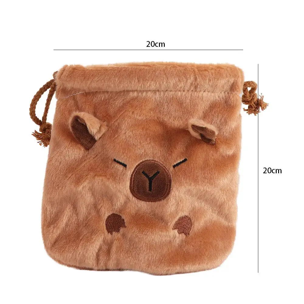 Sac de rangement de dessin animé en peluche Capybara pour filles, sac à cordon de proximité, sac de maquillage en peluche, grande capacité, animal mignon