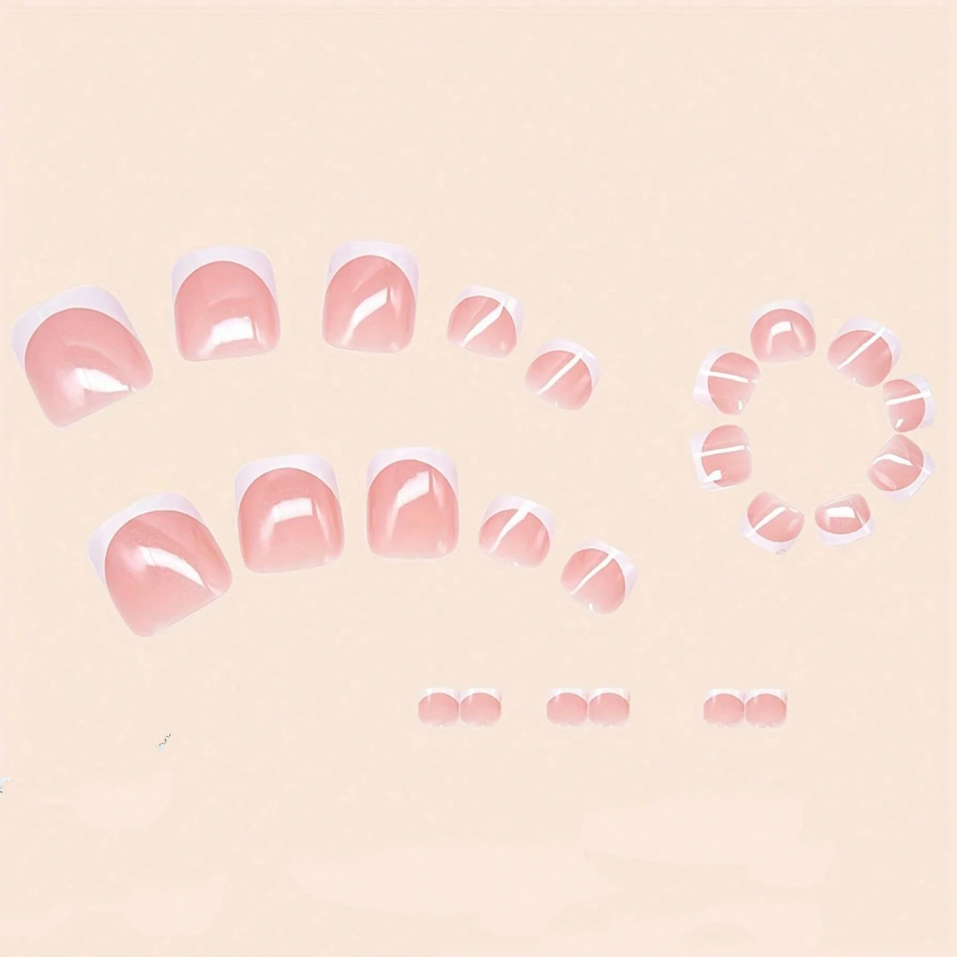 120 szt. Krótkie Kwadratowe Sztuczne Paznokcie na Palce u Stóp Różowe Francuskie Miękkie Żelowe Paznokcie do Nakładania Białe Brzegi Sztuczne Paznokcie na Palce u Stóp Pełne Pokrycie Paznokci na Palce u Stóp