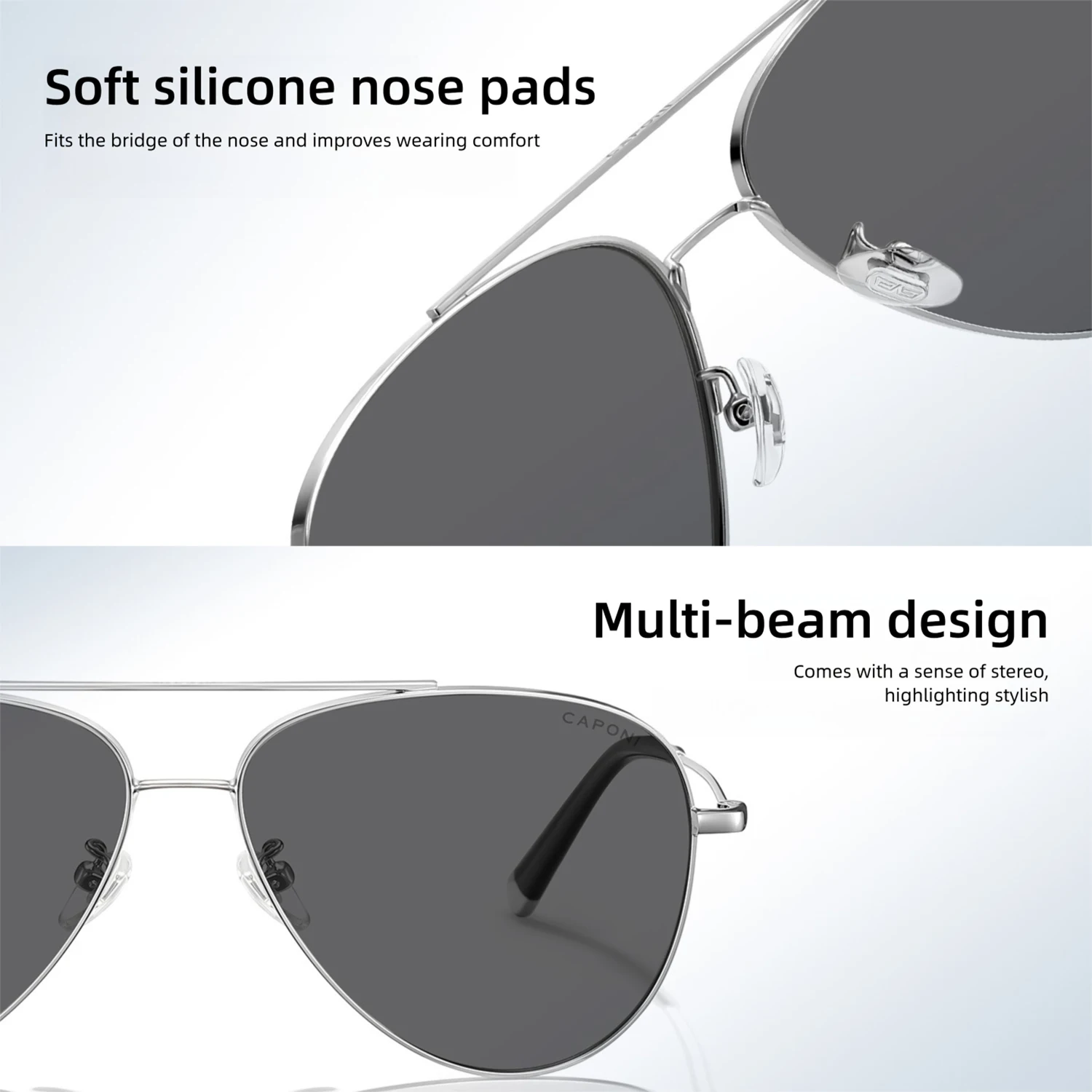 CAPONI Avation Men Polarized Sun Glasses Day And Night Photochromic Outdoor Driving Sunglasses UV400 Pilot Black Shades BS36302