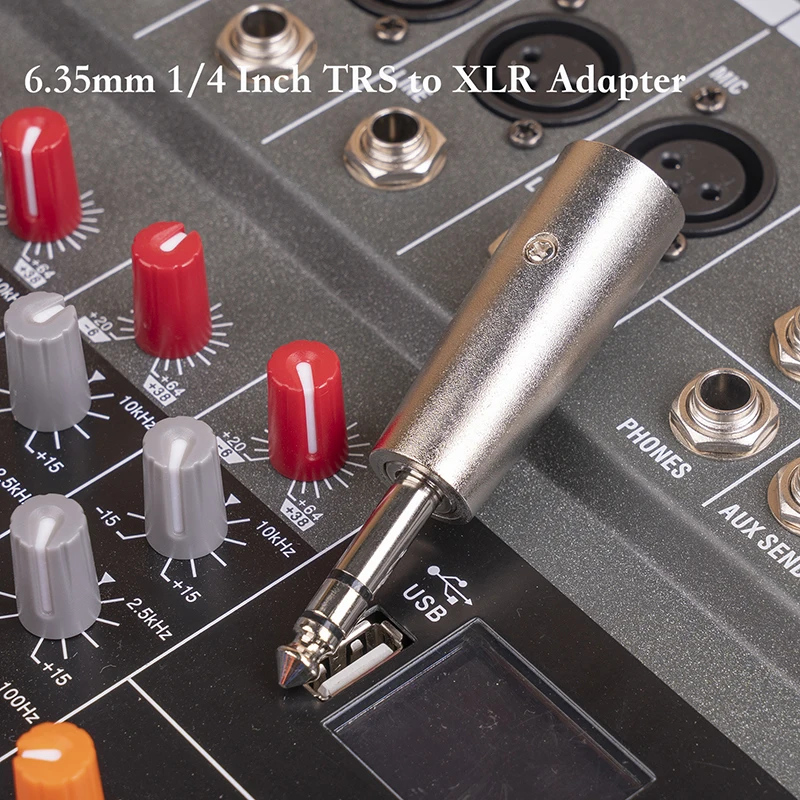 1PCS 1/4-in Male TRS to Male Adapter, Connector  6.35mm Balanced Coupler Adaptor for Mixer/Speaker