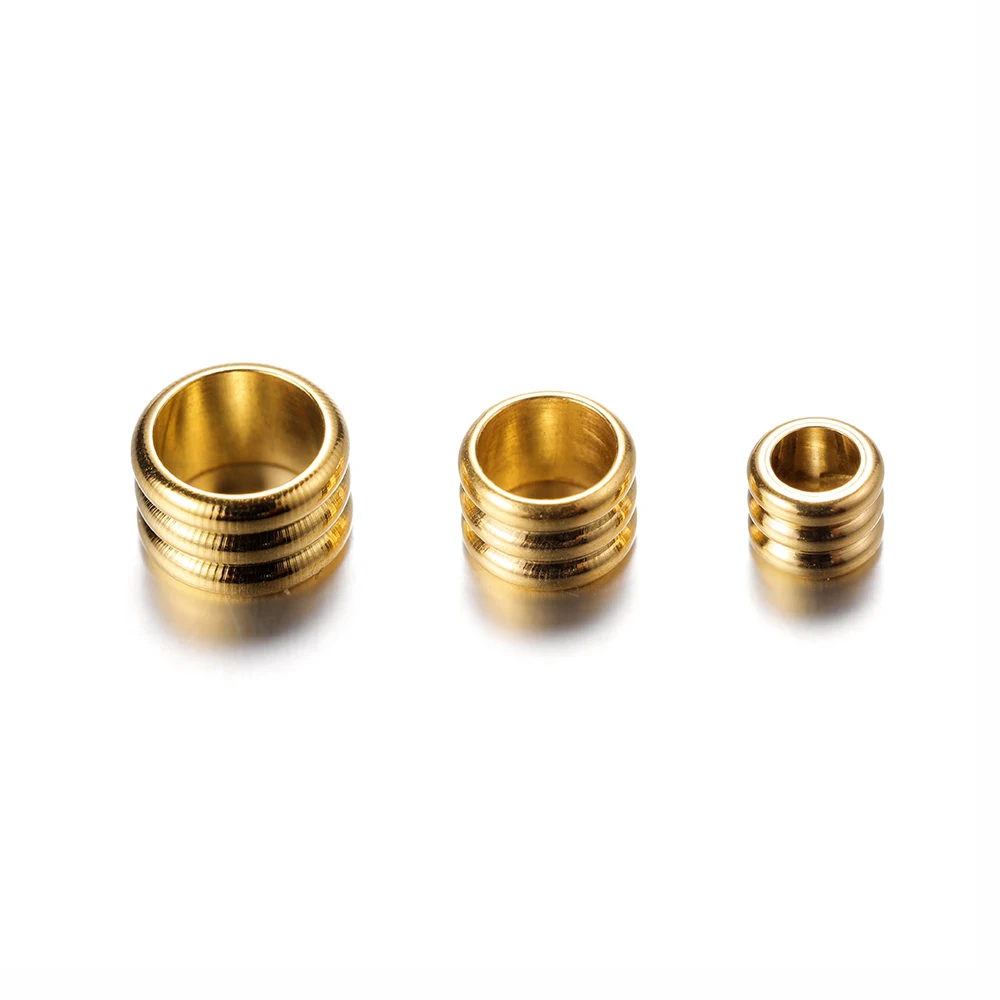 20pcs 3mm 5mm 6mm Stainless Steel Big Hole Spacer Beads DIY Charm Necklace Bracelet Jewelry Making Findings Accessories