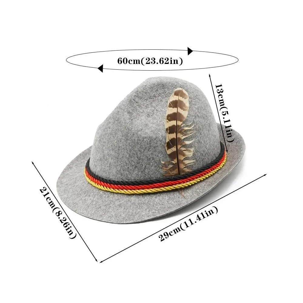 Alpine Hats Feather Decors Hat Western ornament Costume Cosplay Cap Swiss Bavarian Oktoberfest Hat Men Women Party Photo Props