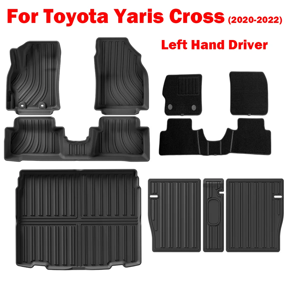 

Для Toyota Yaris Cross 2020 2021 2022 автомобильные коврики для багажника TPE 3D коврик для ног черный левый руль Европа гибрид