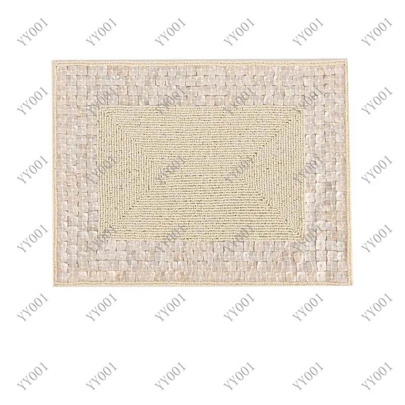 Square Beaded Placemat Shell Bead Heat Insulation Table Mat Creative Decor for Western Dining