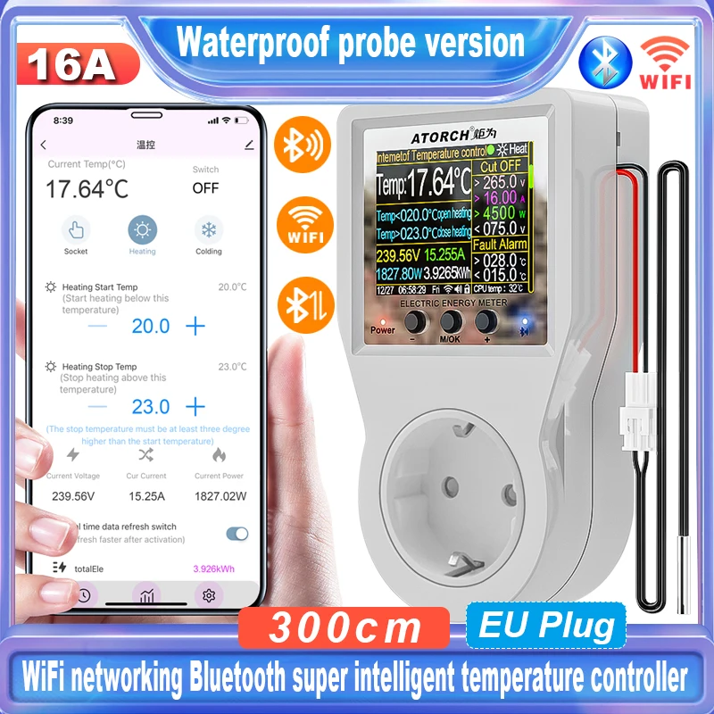 Prise de Thermostat intelligente WIFI Tuya 16A, prise de courant, contrôleur de température à distan