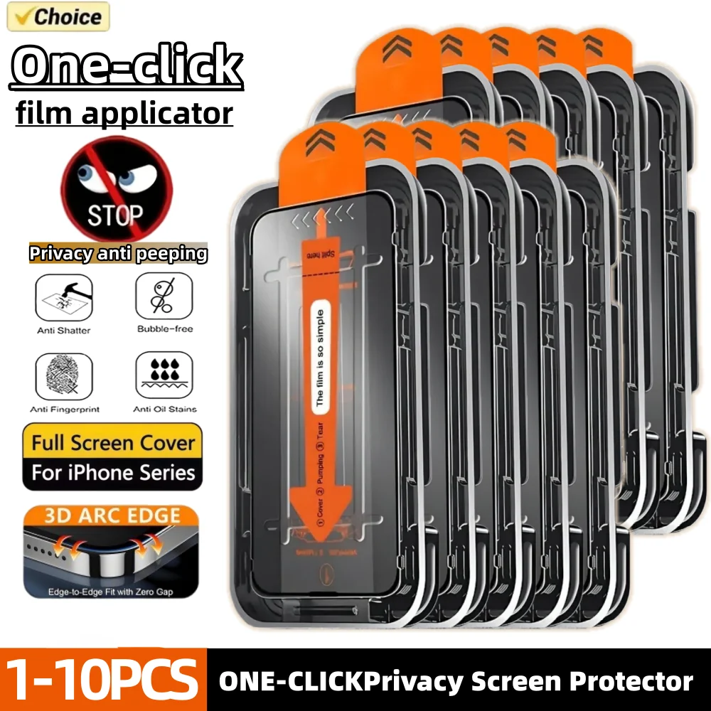 1-10 PEÇAS Película Protetora de Privacidade com Revestimento Oleofóbico para iPhone 17 16 14 15 12 11 13 X XS Pro Max Air Mini Instalação sem Poeira