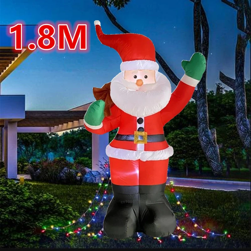 

1.8-meter inflatable Santa Claus with built-in LED lights for indoor and outdoor Christmas party and New Year props decoration