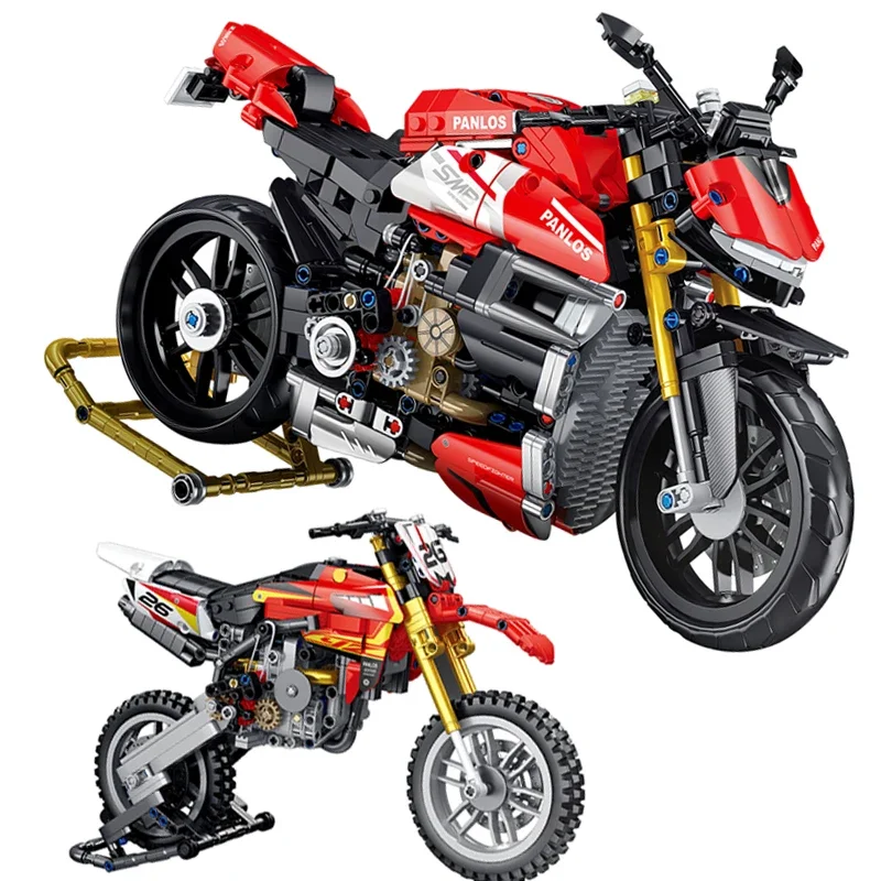 MOC Technical Famous Champion Racing City Motorcycle Car Model Building Blocks，Speed Expert Motorbike Bricks Toys Kids Gifts