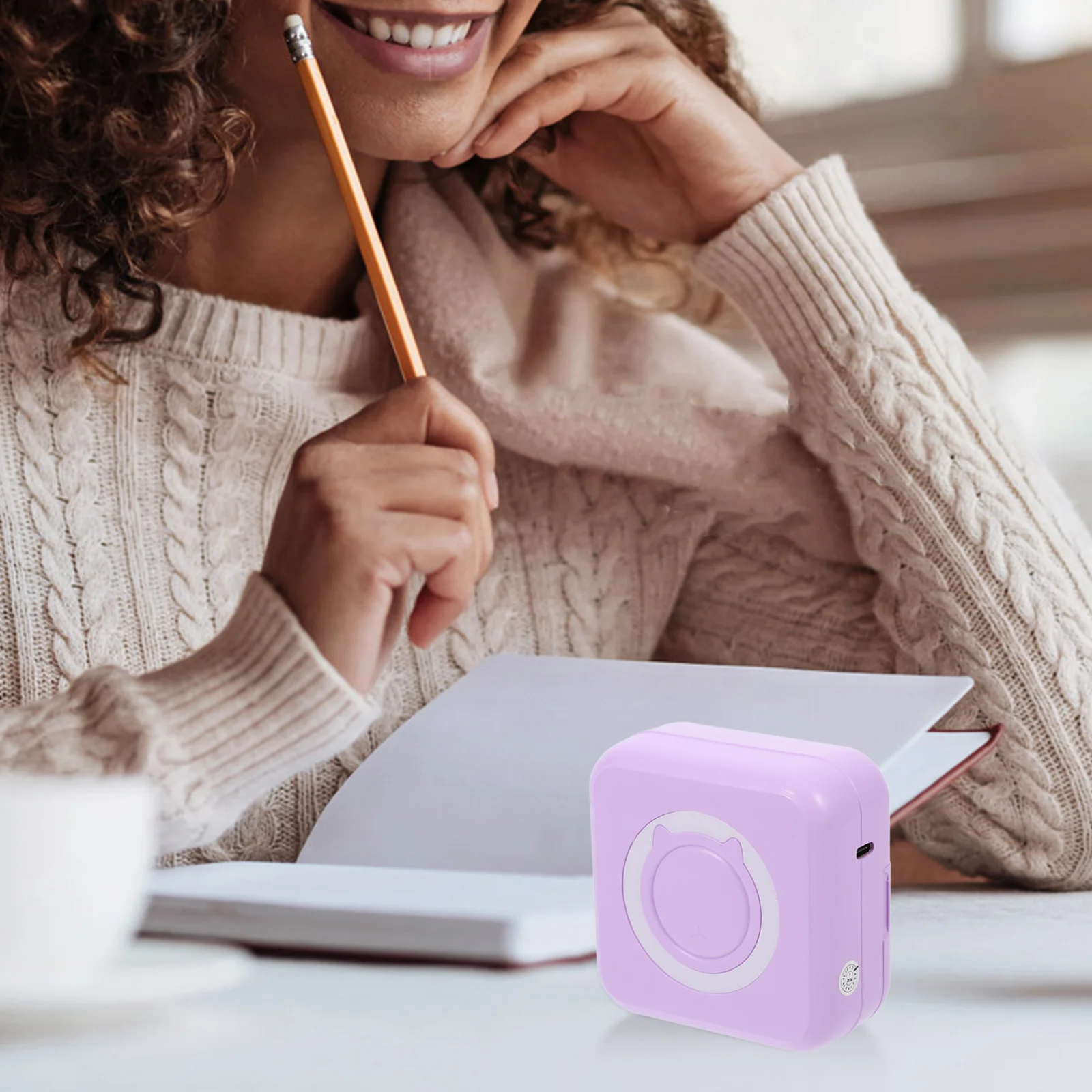 

Portable Mini Printer Purple Compact Thermal Inkless Pocket Printer For Kids Sticker Photo Mobile Phone Printing