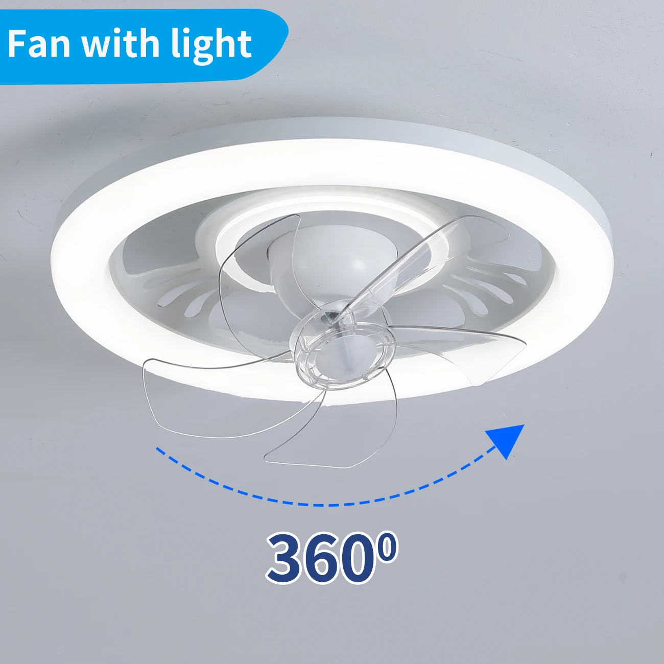

360 degree ceiling fan light with remote control, 6-speed airflow, bedroom, dining room, home decoration, LED lighting fan light