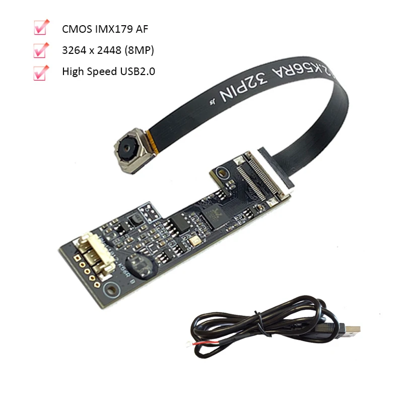 4K 3264 x 2448 8MP HD Sony IMX179 AF 75° High Speed USB2.0 Camera Module 15FPS For Product Vision