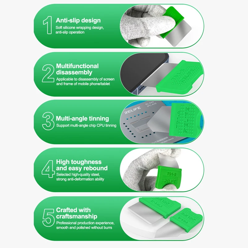 RELIFE TD1-A/B herramientas de desmontaje para iPhone Samsung tableta teléfono móvil marco de pantalla LCD herramientas de reparación de apertura de palanca