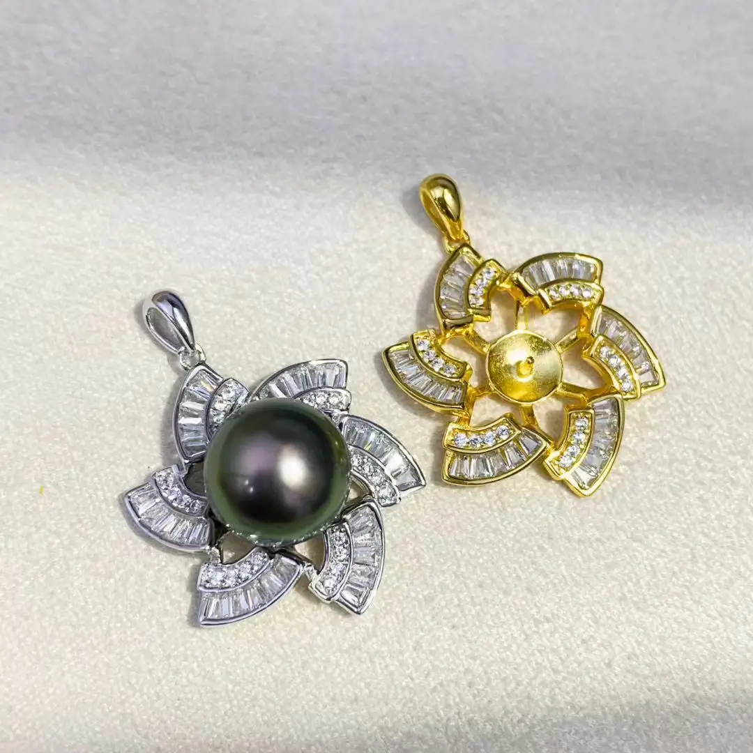 

S925 Sterling Silver Pendant Mount Base Mountings Findings Parts Fittings Accessories for 10-11mm Pearls