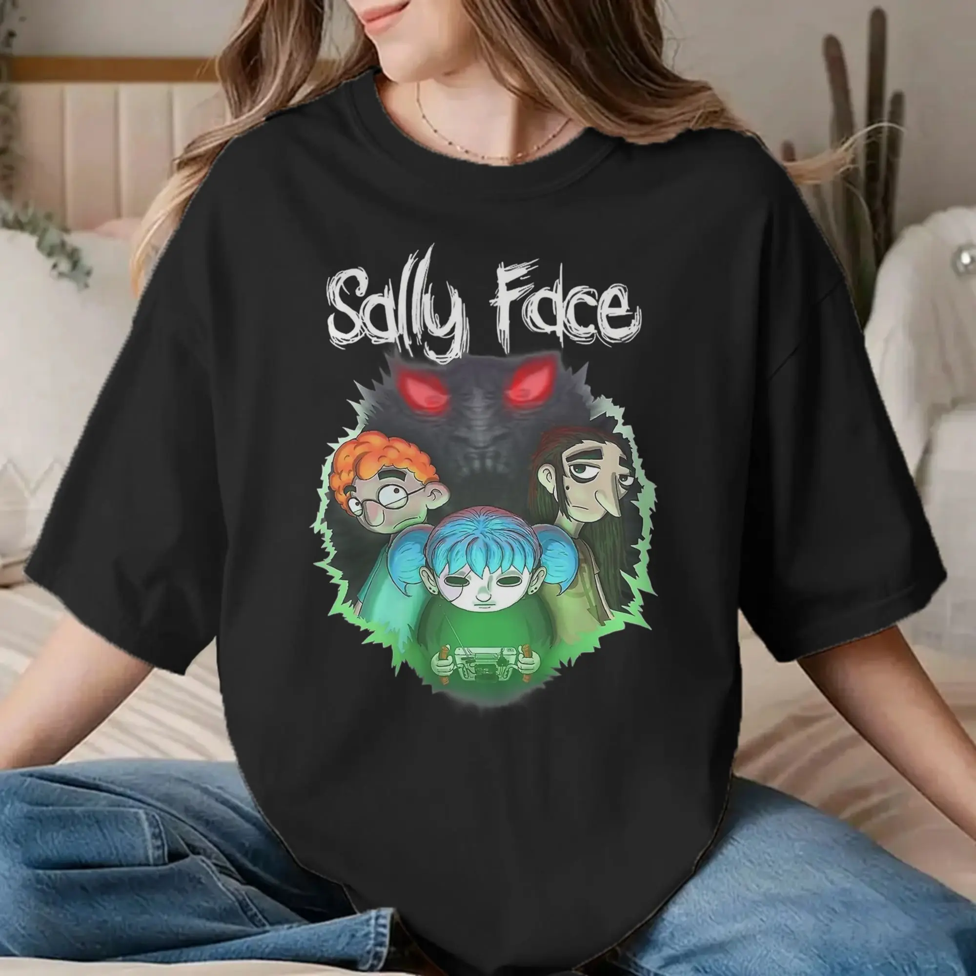Sal Fisher Game T Shirts Men Women's Pure Cotton Funny T-Shirt Round Collar Sally Face Tee Shirt Short Sleeve Clothes Graphic