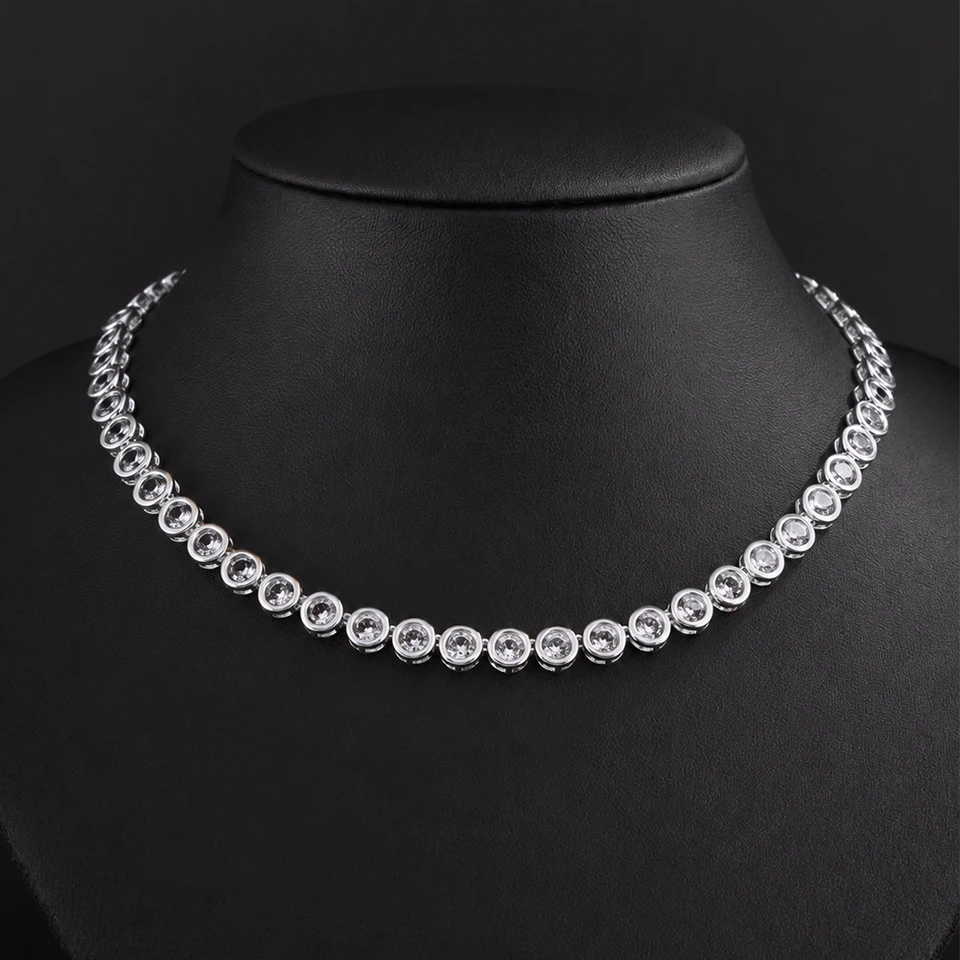 ZAKOL Luxuriöse, zierliche, glänzende, farbenfrohe Zirkon-Tennis-Choker-Halskette für Frauen, eleganter, funkelnder Kristall-Schmuck für Hochzeiten und Partys – Detail 4