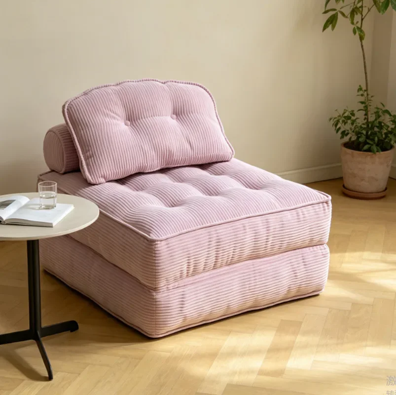 HYS compression sofa bed living room broken sponge folding sofa balcony single simple corduroy