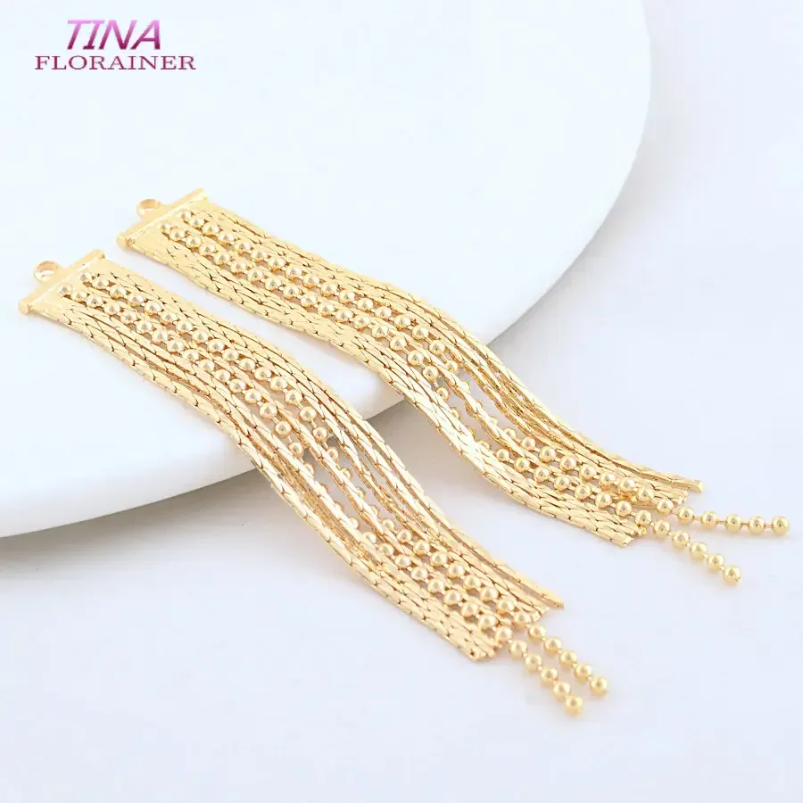 4PCS 69MM 14K Gold Farbe Messing Quaste Kette Charms Anhänger Schmuck Machen Liefert Diy Ohrringe Erkenntnisse Zubehör