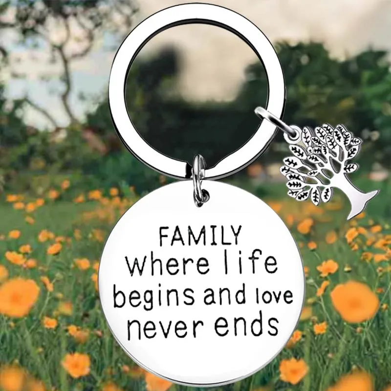 Family Tree Key Chain Ring Family Where Life Begins And Love Never Ends keychains pendant gift