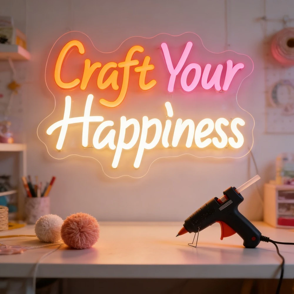 

Неоновая вывеска «Создай свою счастье»: вдохновляющее светодиодное настенное искусство для творческого пространства, домашнего офиса, спальни, мотивационное освещение