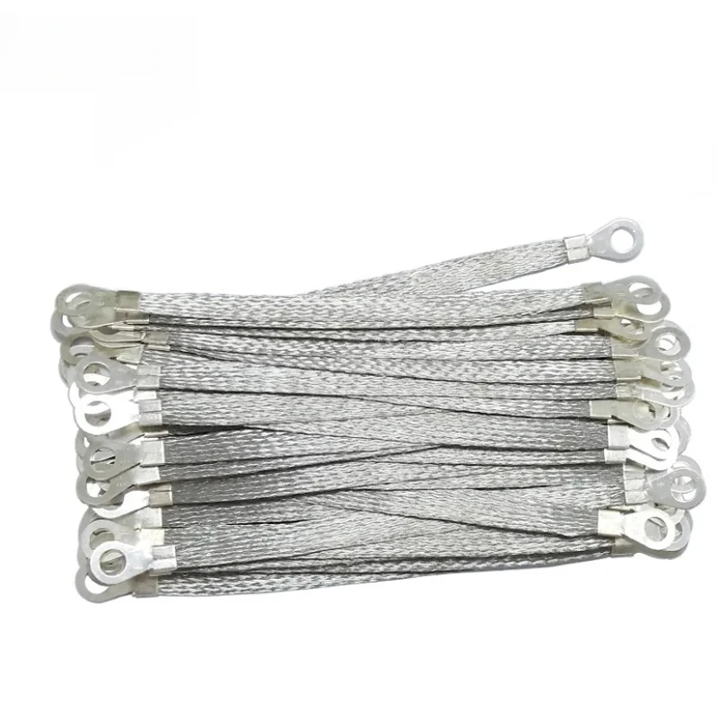 Pure Tinned Copper 200mm Bridge Ground Span Cable 2.5mm² Soft Connection Wire 8mm Hole For Electric Box Earthing Connection