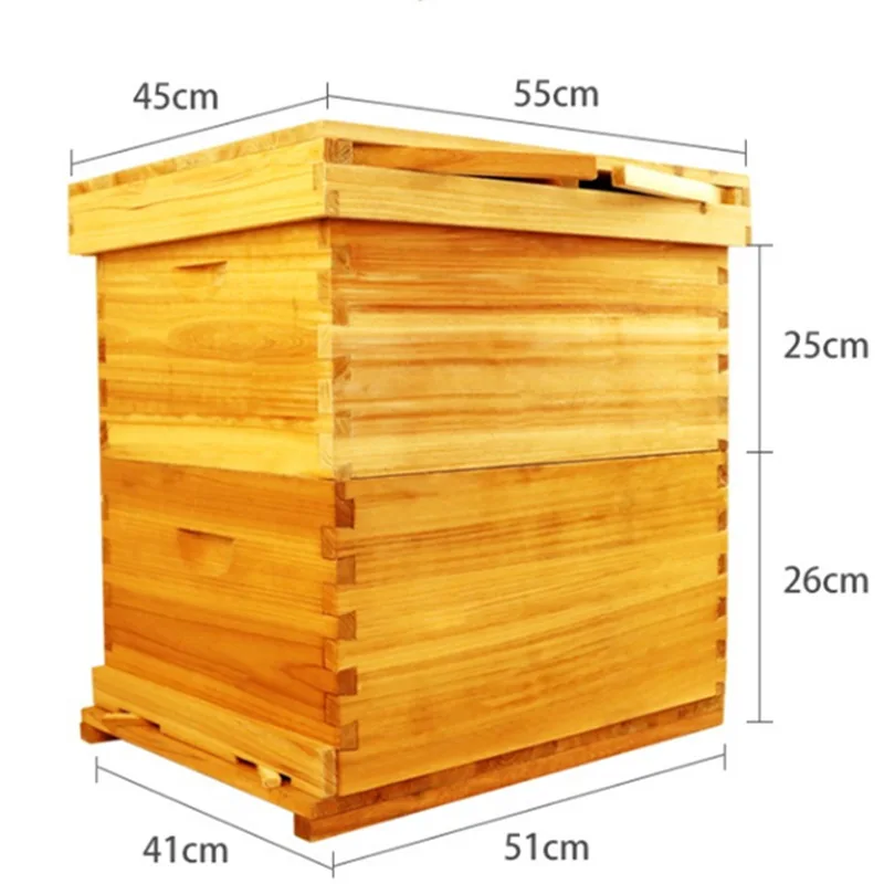 Chinese fir boiled wax double layer beehive drying Italian beehive standard bee box beekeeping