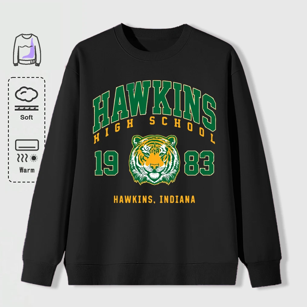 هوكينز 1983 النمر الأقوياء البلوز للرجال الخريف كبيرة الحجم طويلة الأكمام ملابس غير رسمية كل مباراة للجنسين س الرقبة قمة الموضة الرجعية