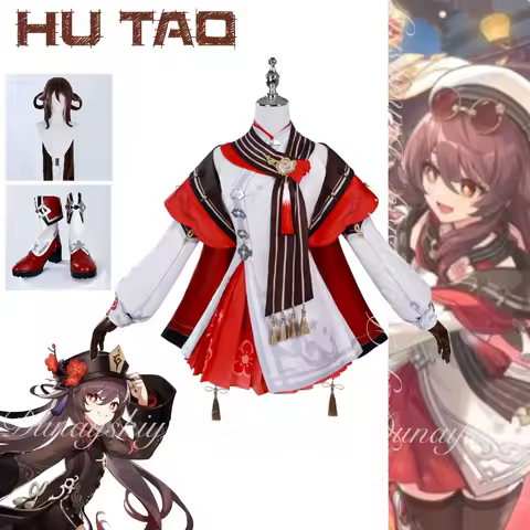 Genshin Impact Game Hu Tao One Character Celebrate The Lantern Rite With Floral Incense Red Dress Cosplay Costume Game Full Suit
