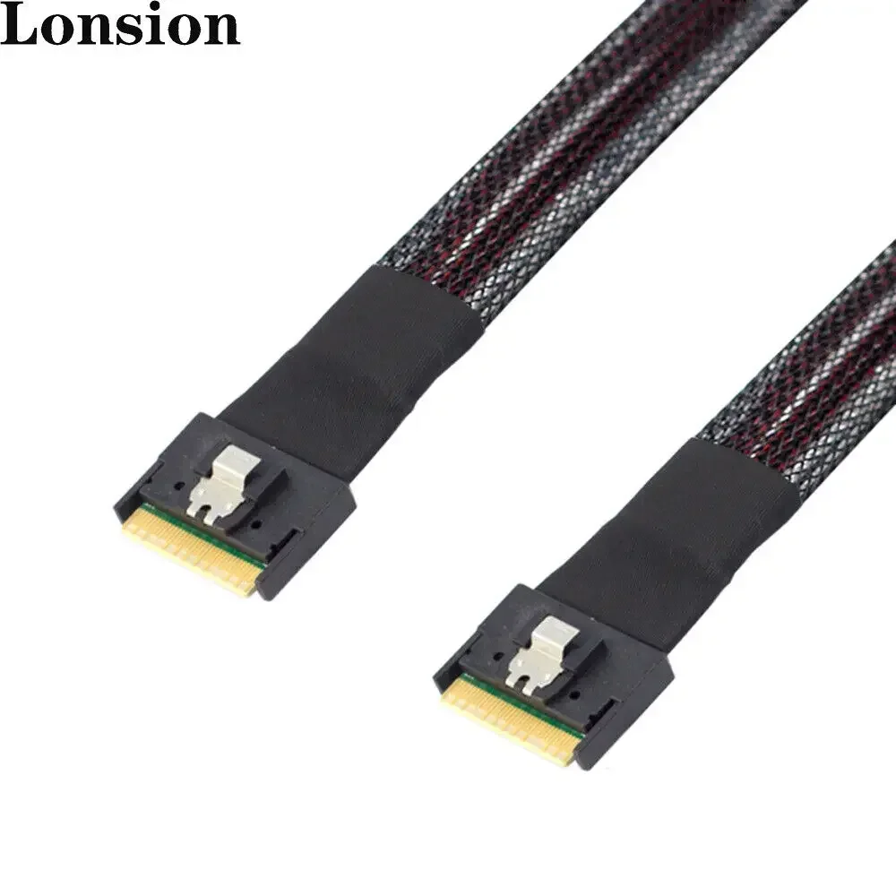 SlimSAS4.0 (SFF-8654 8i 74Pin) to SlimSAS (SFF-8654 8i) High-Speed Server Cable - 8-Channel SAS4 24Gbps