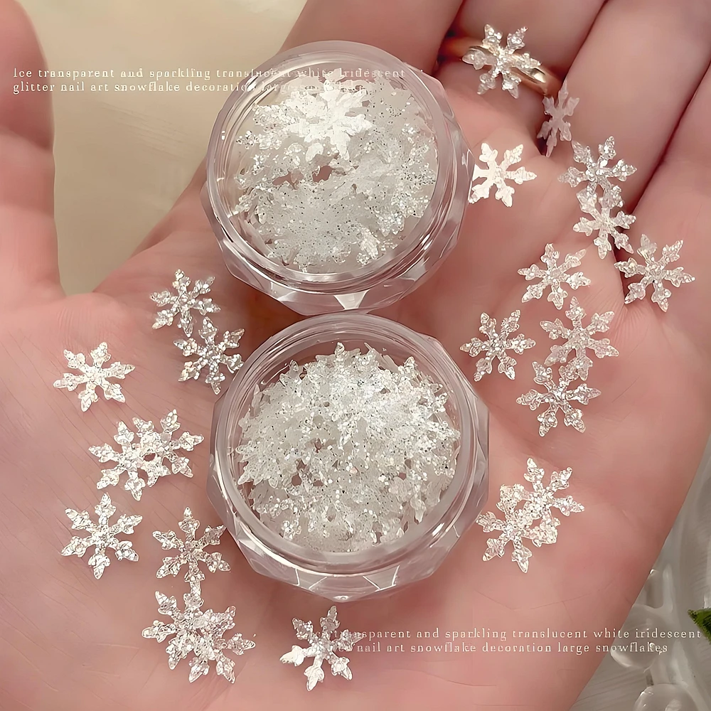 

2Pots Snowflakes Winter Nail Sequins Sparkling Christmas Flakes Spangles Nail Art Decoration Decals Glitter Nail Charm Manicure