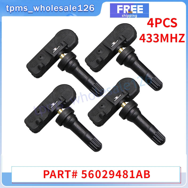 4PCS Tire Pressure Sensor 56029481AB For DODGE NITRO RAM 1500 2500 3500 PICKUP JEEP COMMANDER TPMS 433MHZ 56029481AA 56029359AB