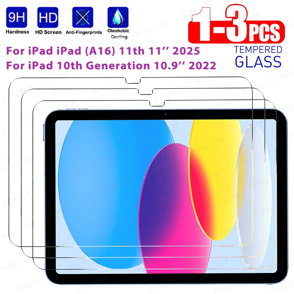 1-3 Pcs Screen Protector Tempered Glass For iPad A16 11th Generation 202 11'' iPad 10th Gen 10.9'' HD Clear Anti Scratch Film