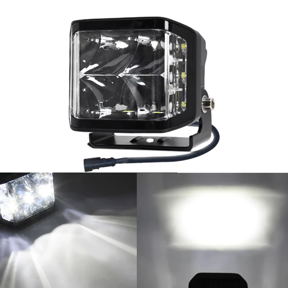 1pc 9-30V transparent cover white light three sided luminous work light spotlight fit for SUVs, cars, trucks, vehicles,  ships