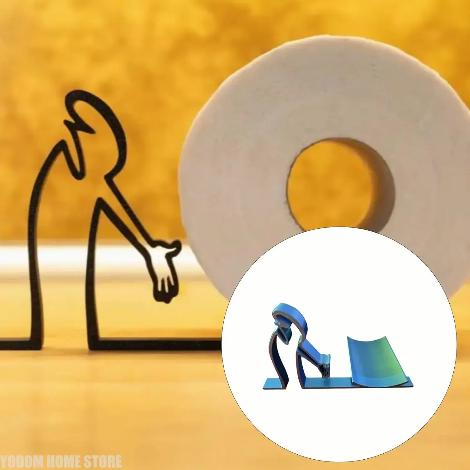 

3D Practical Roll Paper Holder Printing Decoration,Elegant Minimalist Toilet Paper Holder,Home Funny and Humorous Tissue Holder