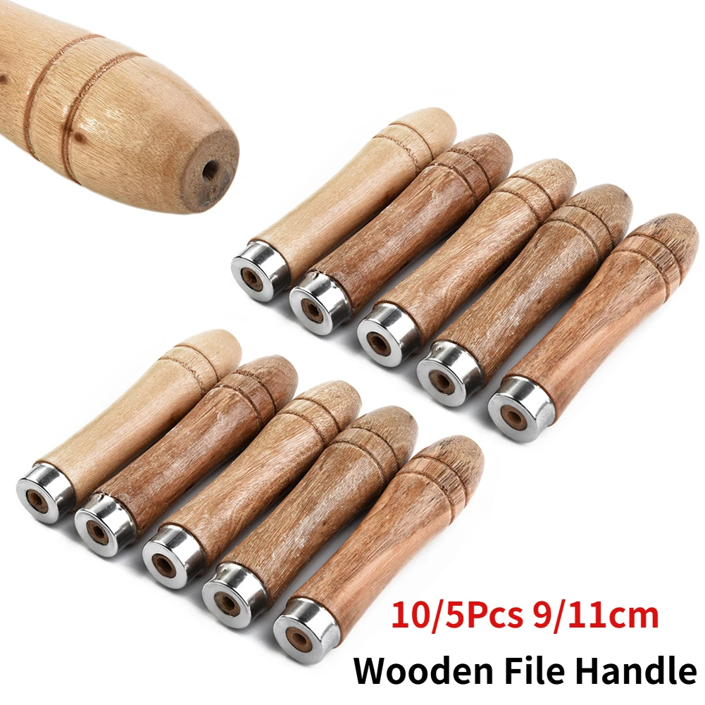 

10/5Pcs Wooden File Handle Metal File Pen Wood Rasp Handle 9/11cm Replace For Woodworking Polishing Rust-Proof File Craft Tool