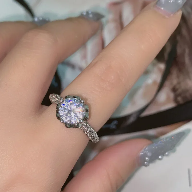 MDL مويسانيتي 1 نمط 18K مطلي بالبلاتين تقليد مويسان خاتم آلهة جراب تألق المتخصصة خاتم الماس