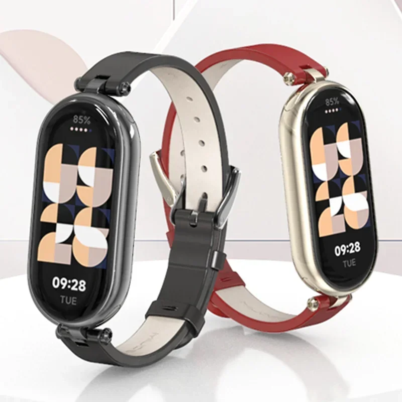 Correa de cuero para Xiaomi Mi Band 8, pulsera inteligente con NFC, versión Global