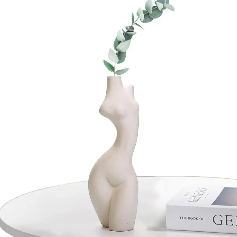 Jarrón corporal de cerámica para mujer, florero de cerámica para plantas, maceta para mesa, centro de mesa, esculturas para dormitorio y baño