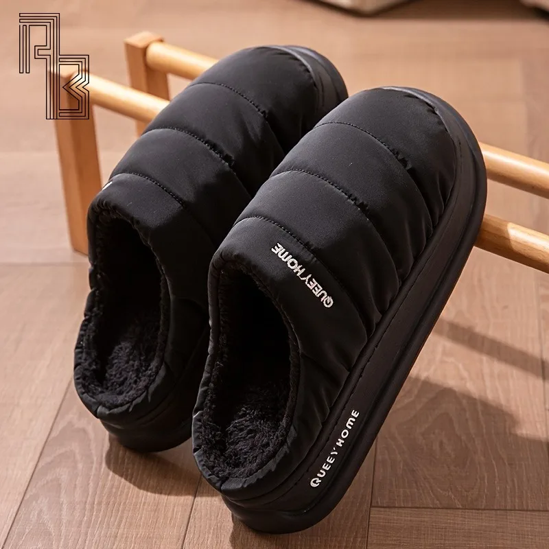

2025 Cotton Slippers for Men, Wearing Winter Down Cloth Waterproof Thick Bottom Anti Slip Indoor Home Cotton Slippers for Women