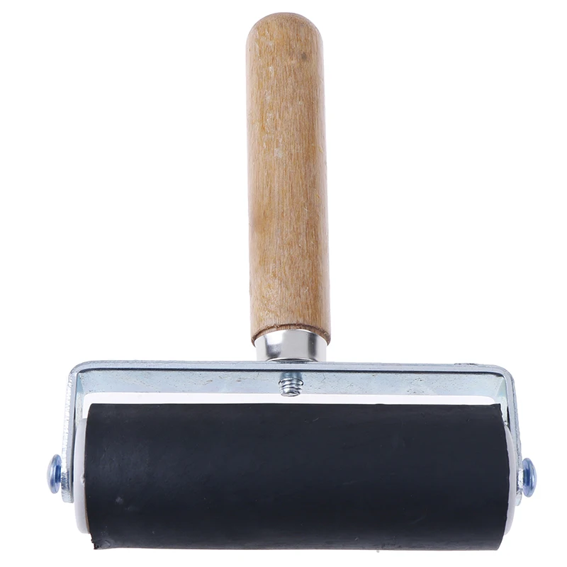 

10cm Rubber Brayer Roller with Wood Handle for Linocut Block Printing Ink Spreading and Monotype
