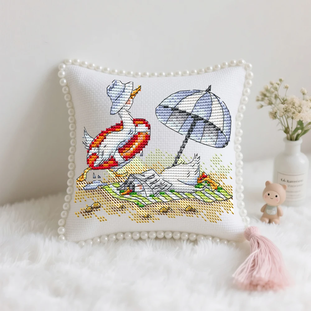 News Handmade Cross Stitch Pin Cushion, Craft Gift, Cross Stitch Kit, Embroidery Kit, Easy To Follow - Beach