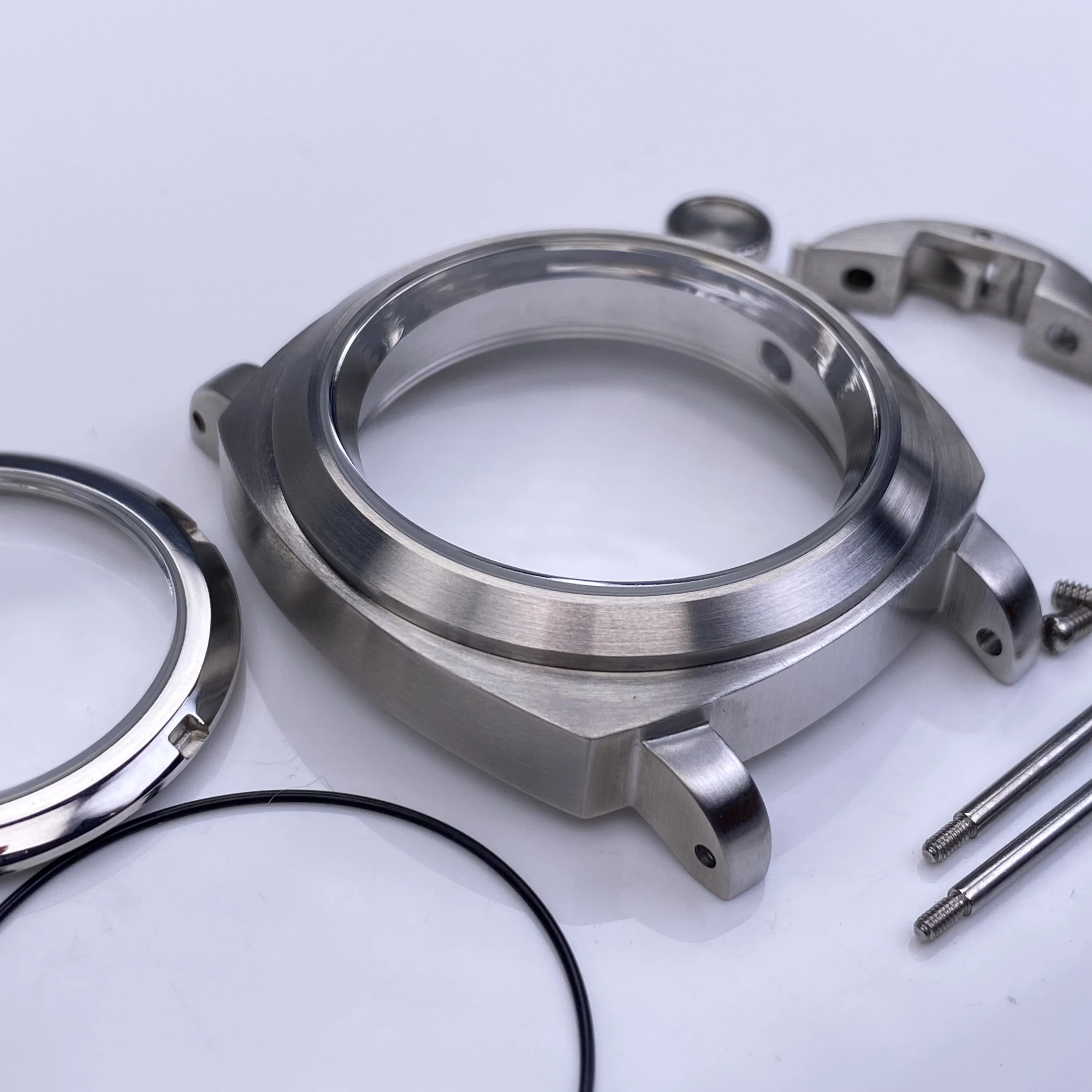 Cristal de safira beushed nh35 40mm caixa de relógio de aço inoxidável com alça para nh34 nh36 4r35 movimento acessórios de relógio