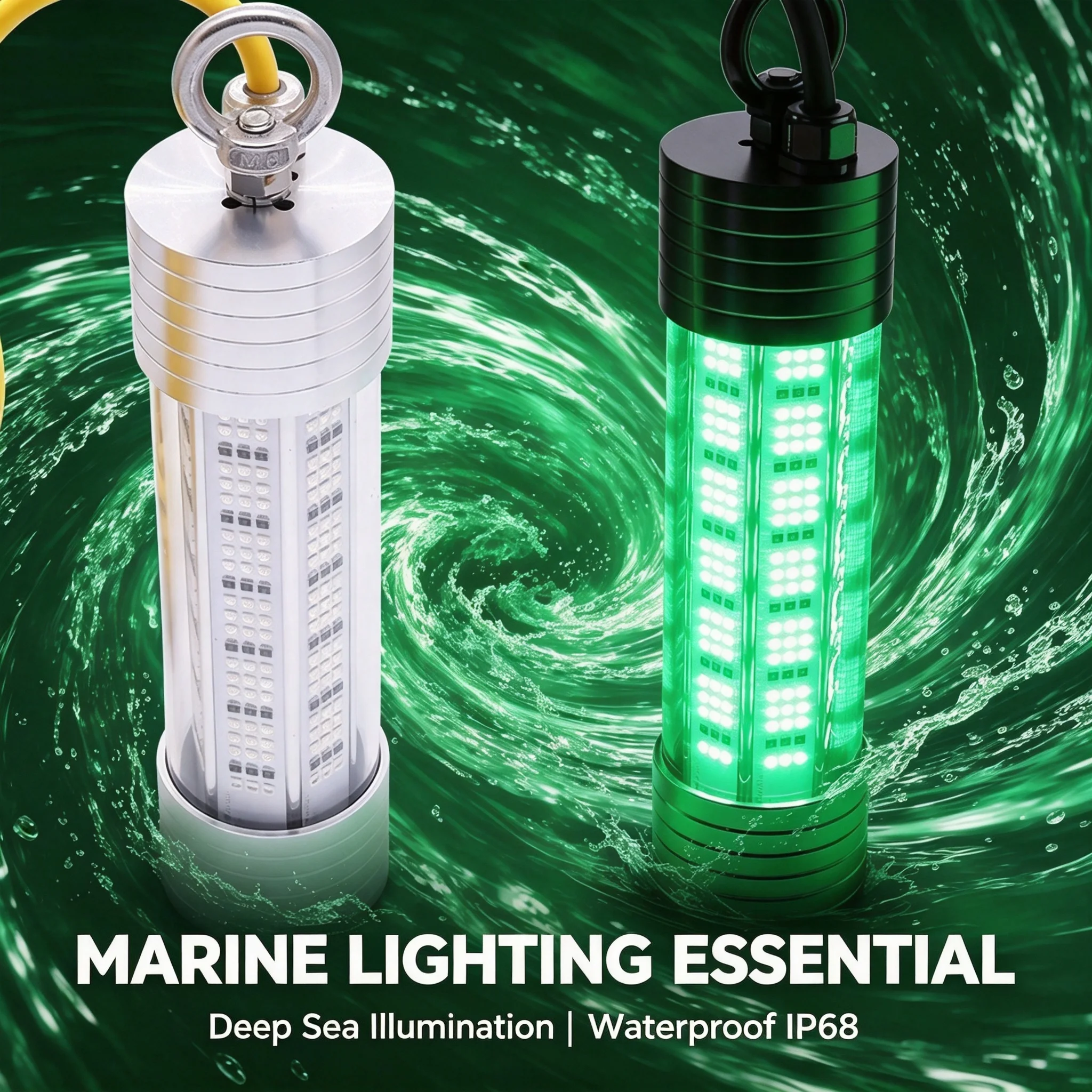 200W Grüne Unterwasser-Angellampe LED Tauchbare Nachtangel-Lampe Fischlocklicht aus Aluminiumlegierung für Salzwasser – Detail 2