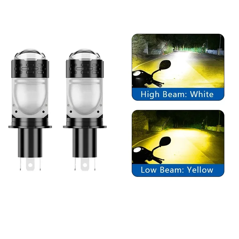 H4 Moto Headlight LED Lens Mini Bi Led Projecto 20W Headlight Bulbs High Beam Low Beam Motorbike Turbo Lamps 12-60V 1/2Pcs